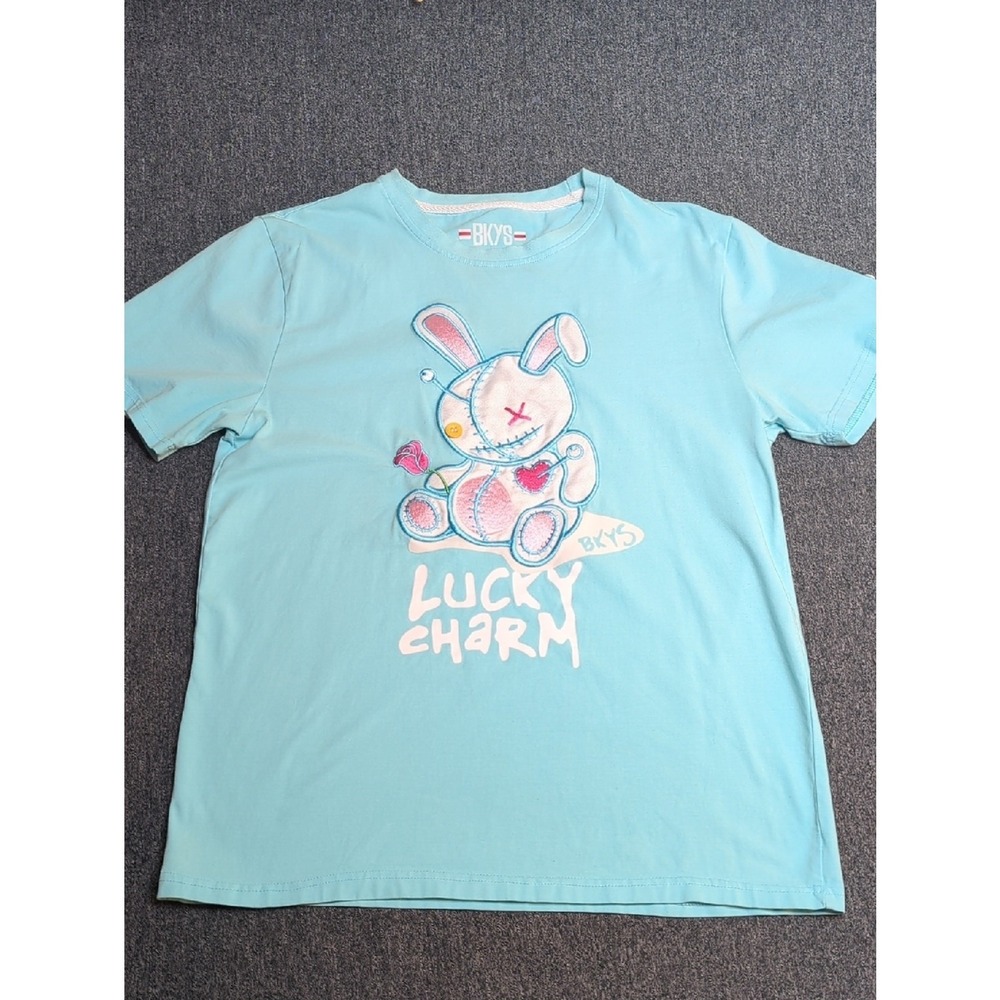 BKYS Light Blue "Lucky Charm" Bunny Graphic Tee - Women's Short Sleeve Med
